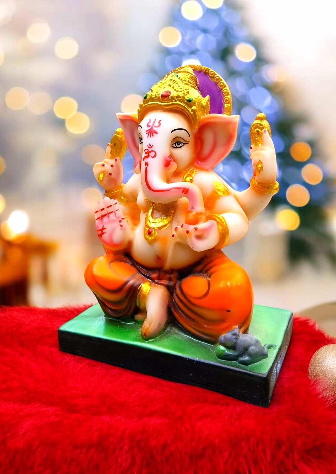 Classic Sitting Ganesha Idol with Modak MFN-167 image 3