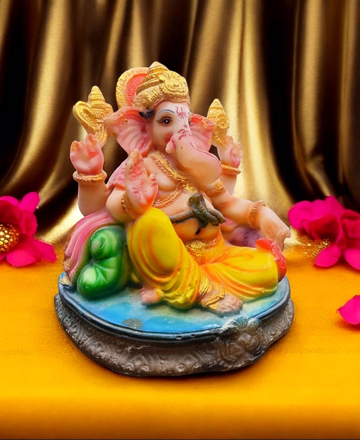 Colorful Relaxed Sitting Ganesha Idol MFN-170 image 2