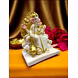 White &amp; Gold Throne Ganesha Idol  MFN-171-1-sm