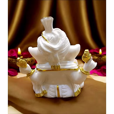White Turbaned Ganesha Idol MFN-172-3