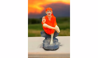 Handcrafted Marble Shirdi Sai Baba Idol Sitting on Rock | Spiritual Home Decor | Vastu-Positive Showpiece