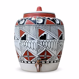 mittify earthen clay water pot with metal tap royal kite