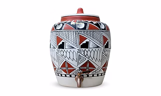 Earthen Clay Water Pot with Metal Tap Royal Kite