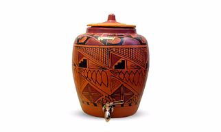 Earthen Red Clay Water Pot with Metal Tap Kite