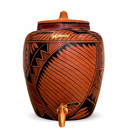mittify earthen red clay water pot with metal tap harp