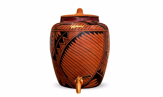 Earthen Red Clay Water Pot with Metal Tap Harp