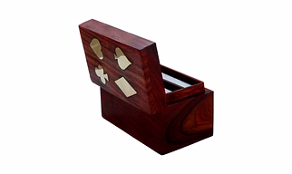Playing Cards Set of 2 in Handmade Antique Wooden Storage Box