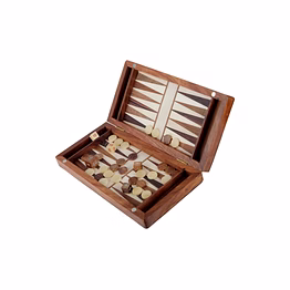 2 in 1 wooden backgammon and chess game set - 10" (inch)