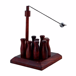 artisan handcrafted wooden bar skittles game