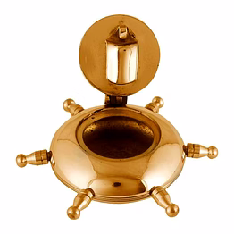 brass nautical wheel design cigarettes ashtray