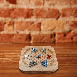 chinese checkers brainvita game set with 12-inch wooden board