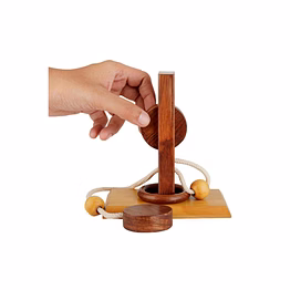 handmade wooden rope and ring organic 3d brain teaser puzzle