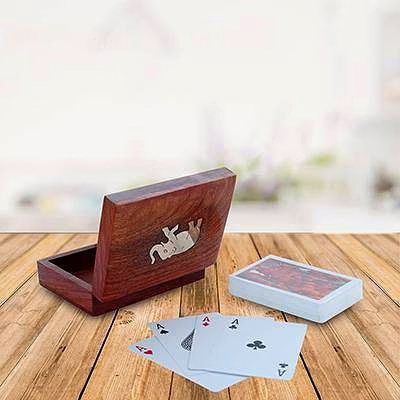 playing card rosewood deck case holder box with free cards