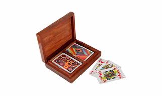 Playing Cards Set of 2 in Handmade Wooden Storage Box, without cards