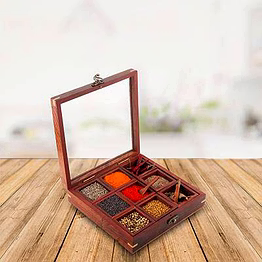 sheesham wooden table top spice box masala dabba namak dani