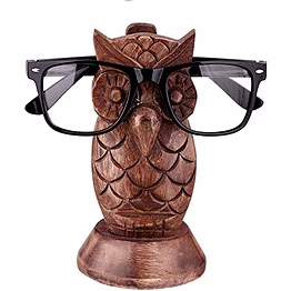 spectacle holder wooden eyeglass sunglasses stand - owl