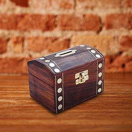 handmade wooden vintage treasure chest box | piggy bank for kids and adults