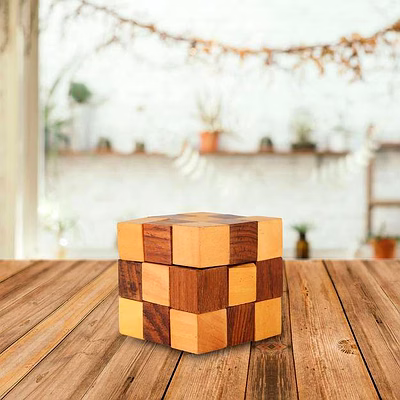wooden iq teaser puzzle | adult snake cube (2.5x2.5x2.5-inch)