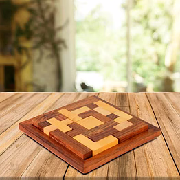 handmade wooden jigsaw puzzle for kids- 6.4x6.4x0.7 inches