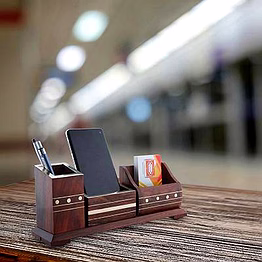 wooden handmade desk organizer for home & office| storage organiser