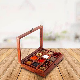 sheesham wood 12 containers spice box with spoon