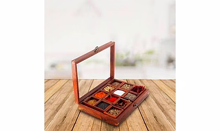 Sheesham Wood 12 Containers Spice Box with Spoon