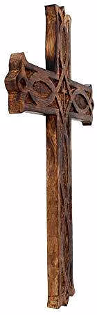 Antique Wooden Wall Hanging | French Cross Plaque - 18" x 12" image 2