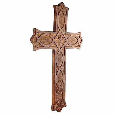 Antique Wooden Wall Hanging | French Cross Plaque - 18" x 12" image 6