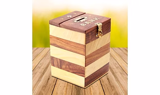 Handmade Vintage Wooden Piggy Bank for Kids and Adults