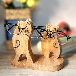 wooden handmade cat shaped spectacle holder