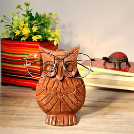 owl shaped wooden spectacle holder