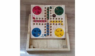 Handmade Wooden Ludo Travel Board Game for Kids and Adult