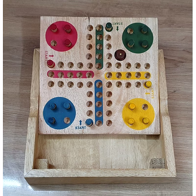 handmade wooden ludo travel board game for kids and adult