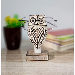 wooden handmade owl shape specs holder for office