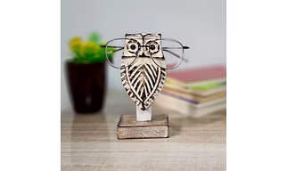 Wooden Handmade Owl Shape Specs Holder for Office