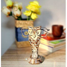 wooden handmade owl shaped specs holder