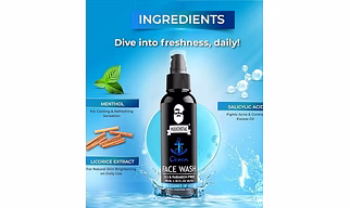 Muuchstac Ocean Face Wash for Men | Fight Acne & Pimples, Brighten Skin, Clears Dirt, Oil Control, Refreshing Feel - Multi-Action Formula (100 ml)