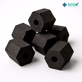 hexagonal shaped coconut shell charcoal briquettes