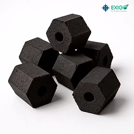Hexagonal shaped coconut shell charcoal briquettes