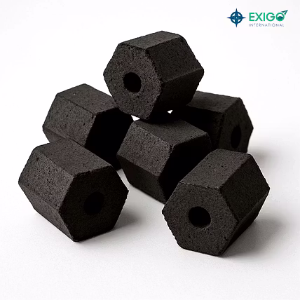 Hexagonal shaped coconut shell charcoal briquettes-12727669