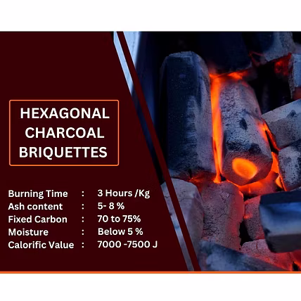 Hexagonal shaped coconut shell charcoal briquettes-2
