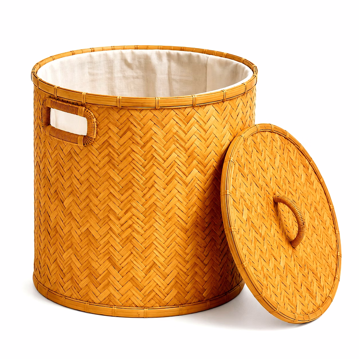 customizable bamboo laundry basket handicraft product for wholesale homeware, gift, and lifestyle assortments