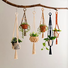 knottyartsisansco555 macrame plant hanger - boho pot holders, decor