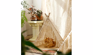 Macrame pet teepee - Boho cat bed | Handmade cat tent