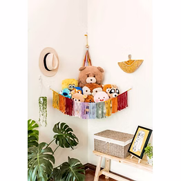 knottyartsisansco555 macrame toy hammock - fringe corner toy hammock