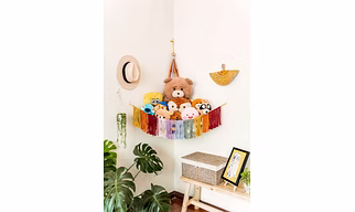 Macrame Toy Hammock - Fringe Corner Toy Hammock