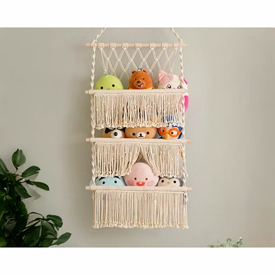 knottyartsisansco555 macrame toy hammock - nursery decor, gift