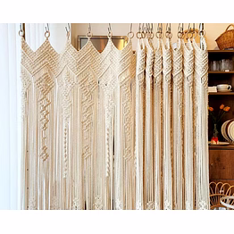 knottyartsisansco555 handmade macramé curtain drapes – cotton wall divider