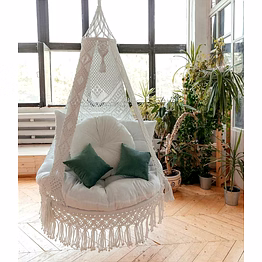 knottyartsisansco555 macrame hanging chair - boho swing chair, home decor