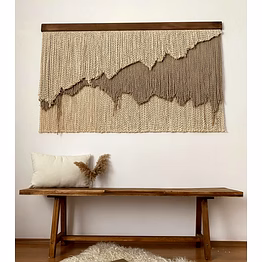 knottyartsisansco555 handmade fiber art, macrame wall hanging - curly hills